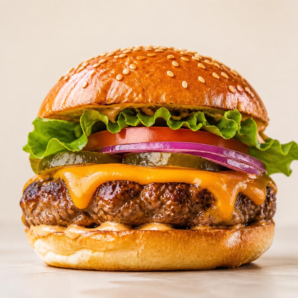 Cheeseburger with melted cheddar